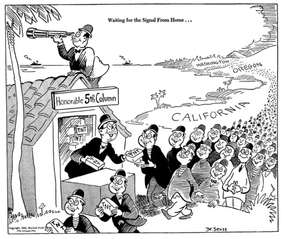 Os desenhos originais de Geisel s&atilde;o importantes para mostrar como sua produ&ccedil;&atilde;o pol&iacute;tica inclu&iacute;a representa&ccedil;&otilde;es discriminat&oacute;rias, mesmo enquanto criticava o fascismo.